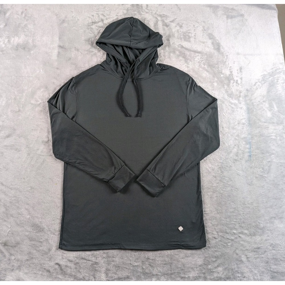 Burlebo Hoodie Mens Medium Dark Gray Pullover Performance Fishing Outdoors READ